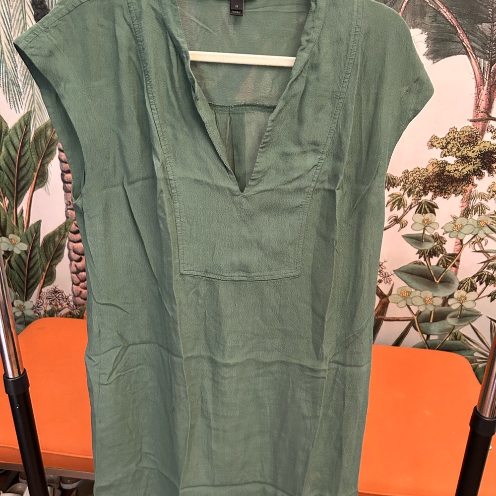 J. Crew Forest Green V-Neck Dress